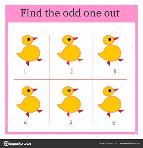 Find Odd One Out Visual Logic Puzzle Children Vector Illustration Stock