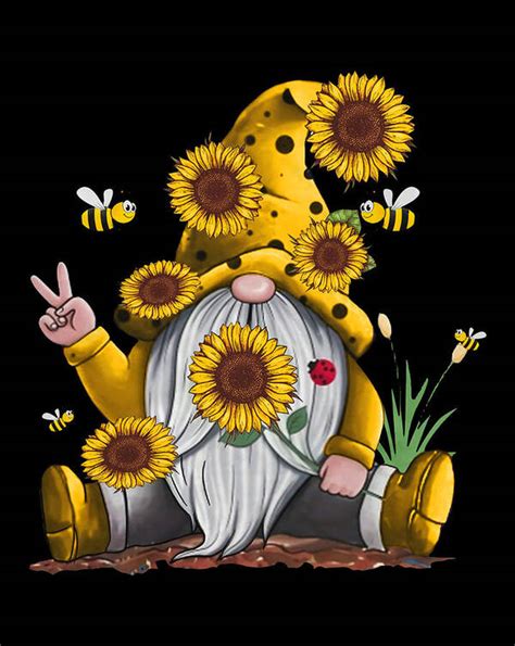 Bee Sunflower Hippie Gnome Art Print By Andy Nguyen
