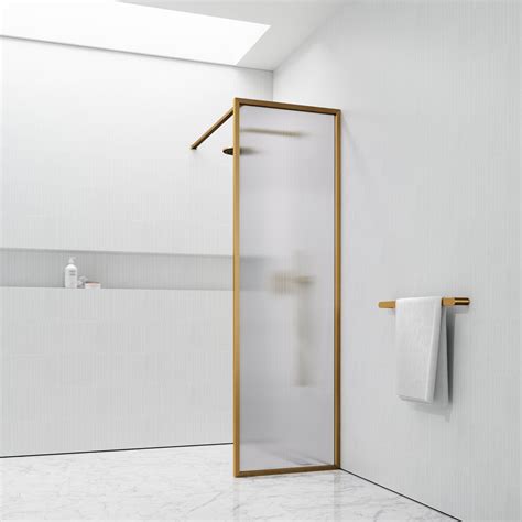 Opulence Reeded Glass Brushed Gold Shower Screen Lusso