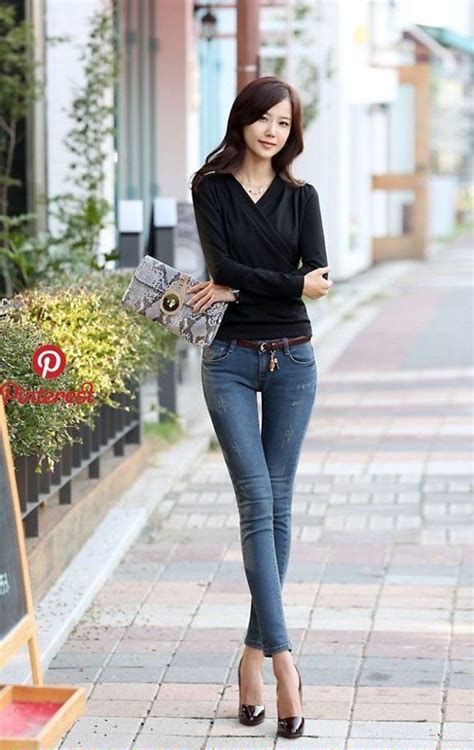 Tight Jeans Girls Korean Fashion Winter Korean Street Fashion Asian Model Girl Asian Fashion