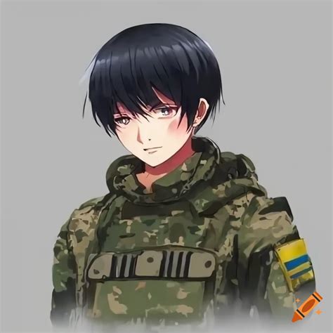 Anime Character Wearing Ukrainian Army Uniform On Craiyon