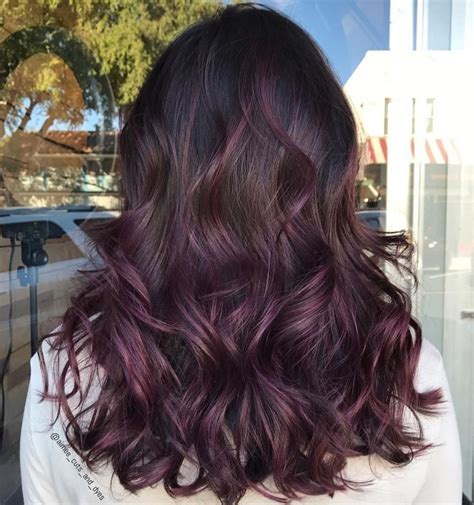 Black Hair With Subtle Purple Balayage Cheveux Couleur Cheveux