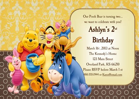 Your birthday? said pooh in great surprise. FREE Printable Winnie the Pooh Invitations for 1st ...