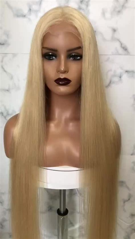 silk straight long blonde human hair wig asian women hair wig natural hair full lace wig for
