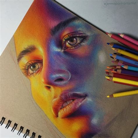 Colorful And Luminous Portrait Drawings Pencil Portrait Drawing