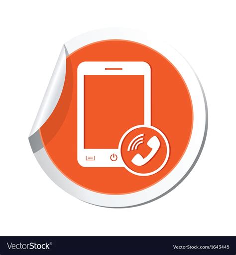 Phone Call Icon Orange Sticker Royalty Free Vector Image