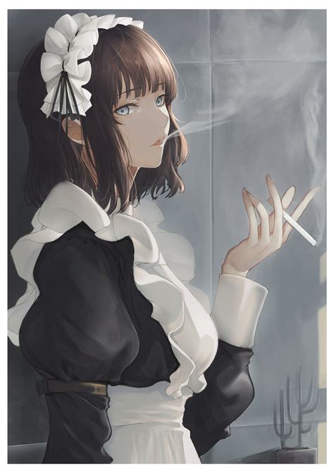 Anime Girl Smoking Drawing