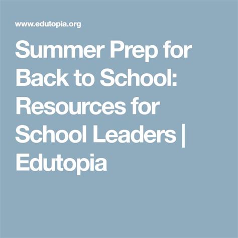 Summer Prep For Back To School Resources For School Leaders School