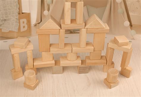 43 Building Blocks Natural Wooden Toys Montessori Toddler Etsy