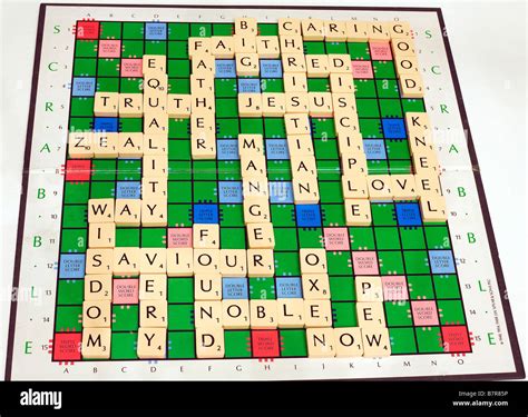 Scrabble Board Populated With Words On A Christian Theme Stock Photo