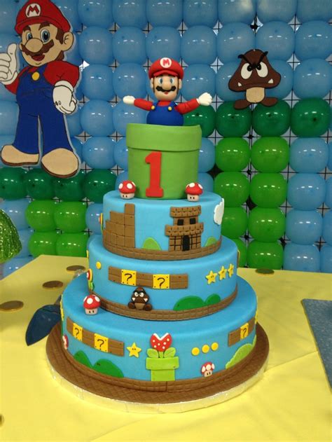 Birthday party, look no further for ideas! 1st birthday Mario Bros cake | MARIO KART Fondant cakes ...