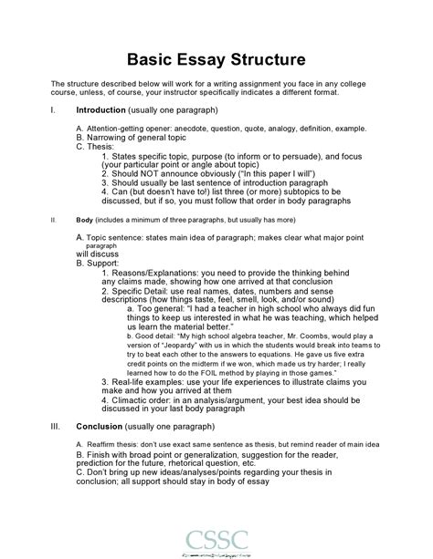 College Essay Format Templates Examples Templatearchive