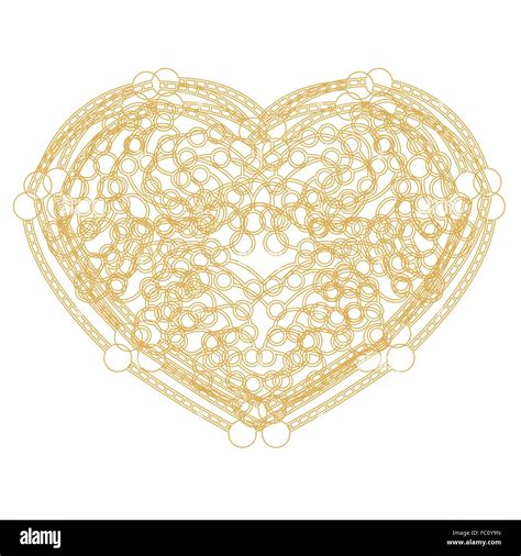 Outline Golden Heart Shape With Copy Space Valentines Day Card Vector