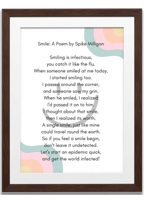 Smile A Poem By Spike Milligan Feelings Poster Handout Etsy Uk