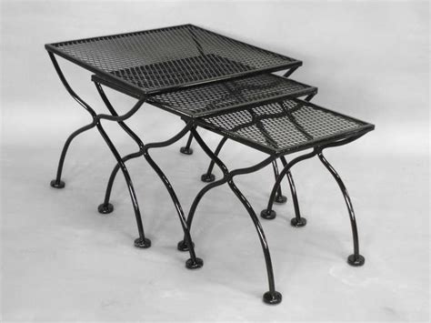 Wrought Iron And Mesh Nest Of Outdoor Tables By Russell Lee Woodard At