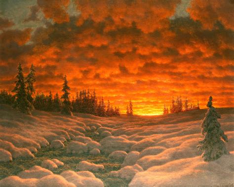 Winter Sunset By Ivan Fedorovich Choultsé C1925 Winter Landscape