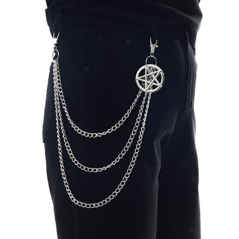 Punk Pants Chain Pentagram Keychains For Men Women Jean Etsy