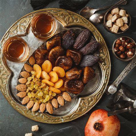 Traditional Arabic Tea And Dry Fruit Featuring Apricot Arabian And