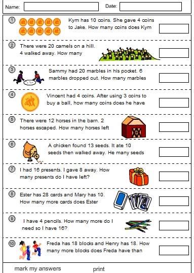 Subtraction Problem Solving Grade 7