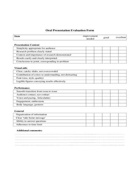 2022 Oral Presentation Evaluation Form Fillable Printable Pdf