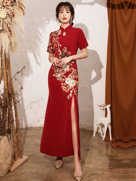 Impressive Phoenix Embroidery Qipao Cheongsam Dress Red Lupon Gov Ph