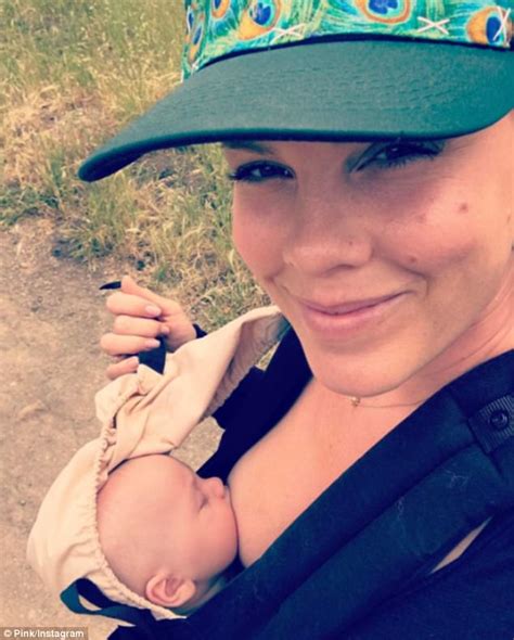 pink beams as she takes selfie while breastfeeding son daily mail online