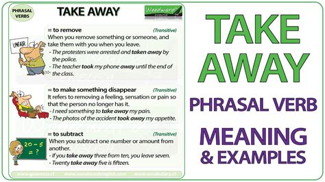 Take Away Phrasal Verb Meaning And Examples In English Youtube