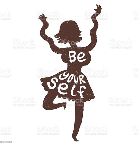 Motivational Card Be Yourself Dancing Woman Stock Illustration