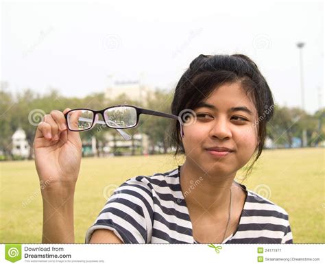 Girl Trying Her Glasses Stock Image Image Of Portrait 24171977