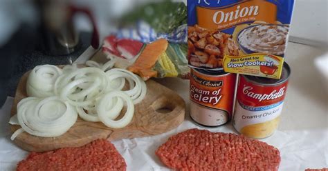 In a small bowl mix the mushroom soup, ginger ale and onion soup mix. What's Cooking At Cathy's?: Crock-pot Cube Steak