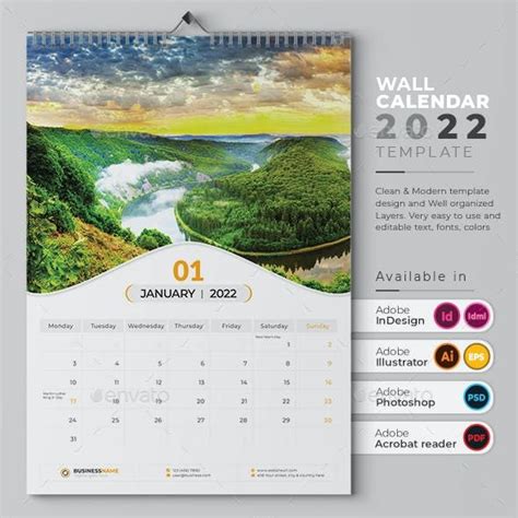 Calendar Calendar Templates And Designs Graphicriver Wall Calendar