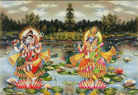 The Divine Couple Lord Shiva Parvati And Lord Radha Krishna
