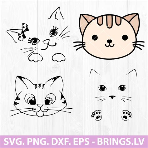 Cat Face Svg Cat Face Svg Bundle Cat Paw Svg Cat Vector Cat