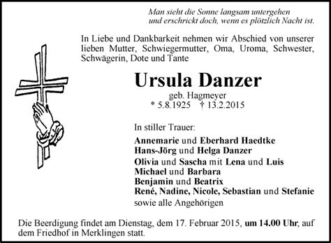 Traueranzeigen Von Ursula Danzer Schwaebische De Trauerportal My Xxx