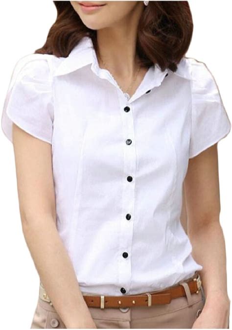 Generic Blusa De Manga Corta Para Mujer Con Botones De Algodón