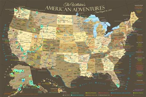 Usa Map And National Park Map Poster Illustrated Usa Map Rv Etsy Map