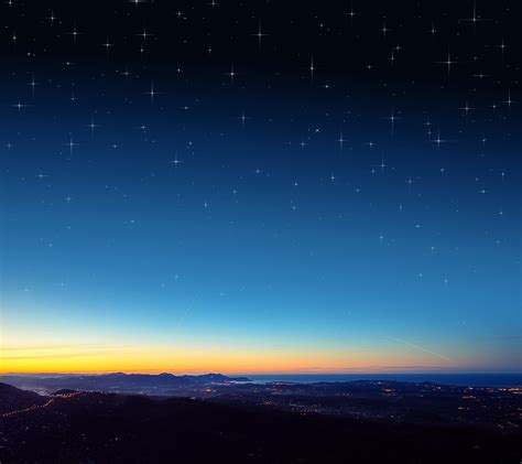 Wallpaper Sunlight Landscape Night Sky Stars Horizon Dusk