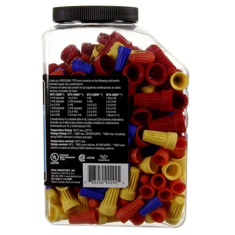 Ideal Twist On Wire Connectors Red Yellow Orange Blue 300 Pack In
