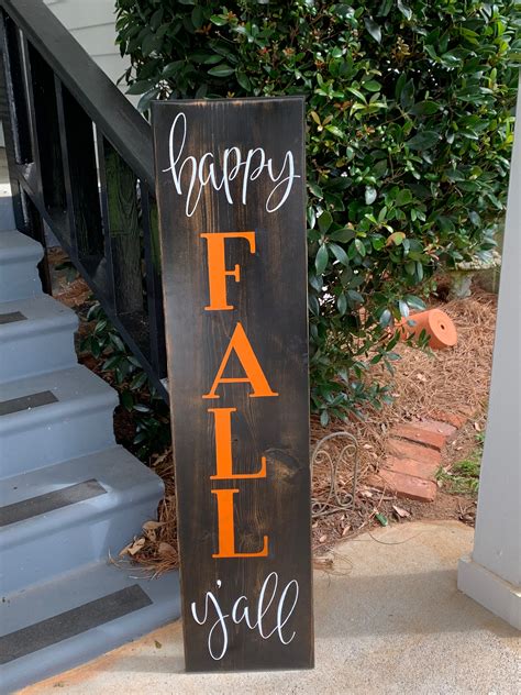 Happy Fall Yall Porch Board Signhand Painted Signporch Etsy