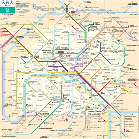 Map Of Paris Subway Underground And Tube Metro Stations And Lines