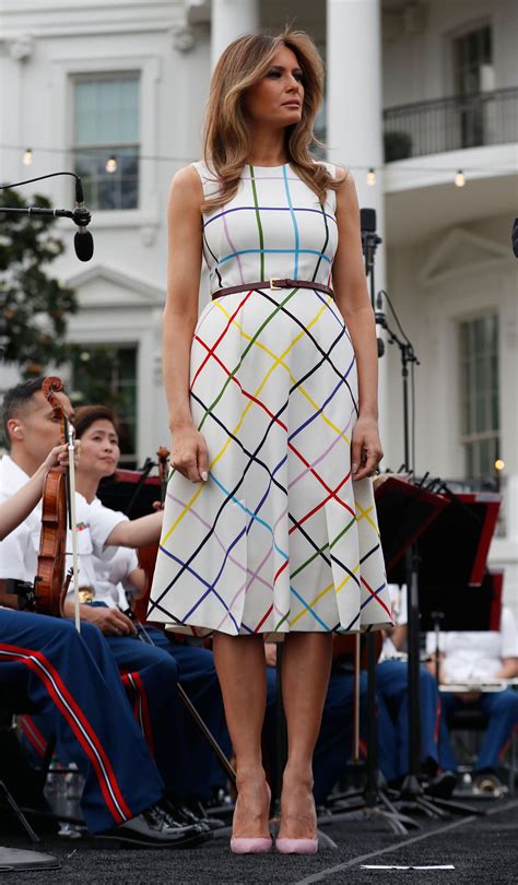 first lady melania trump wears mary katrantzou for the congressional picnic at the white house