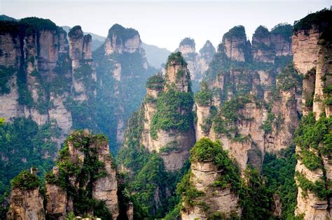 China Cliff Pillars Mountain Nature Wallpaper Tianzi Mountains