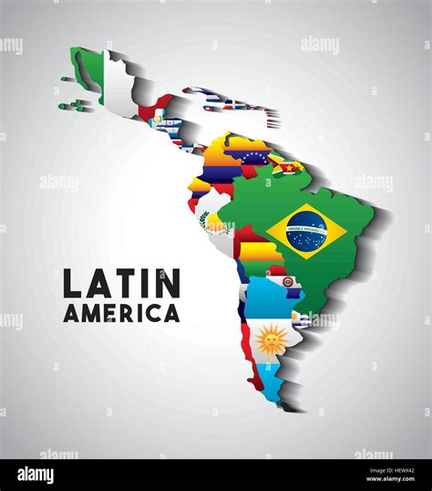 Mapa De América Latina Con Las Banderas De Los Países Ilustración
