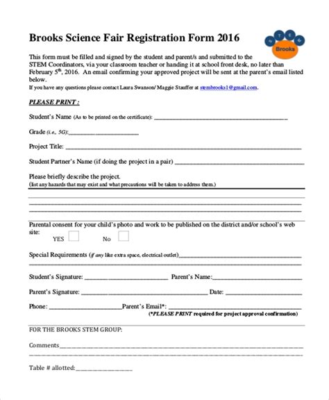 sample science fair proposal forms  ms word