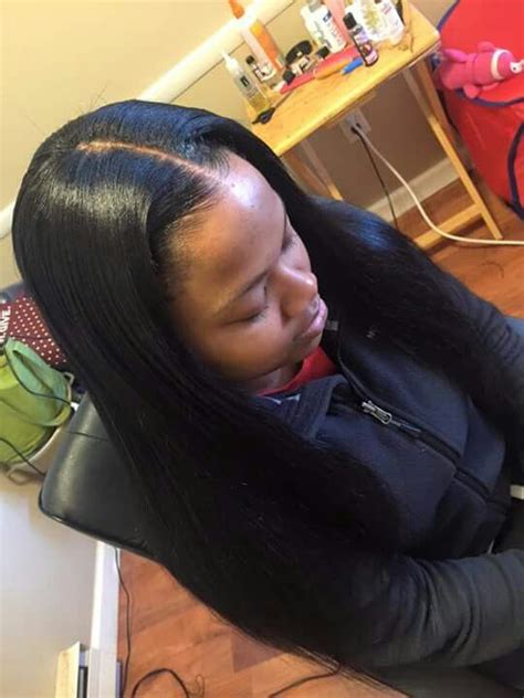 Middle Part Sew In Weave Hairstyles Human Hair Long