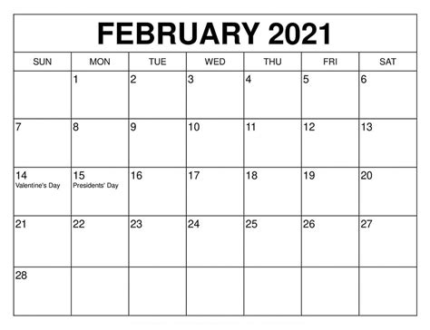 2021 Calendar Printable Blank Template 2021 Calendar Printable