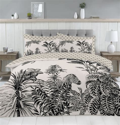 Monochrome Animal Print Duvet Cover Set With Pillowcases Reversible