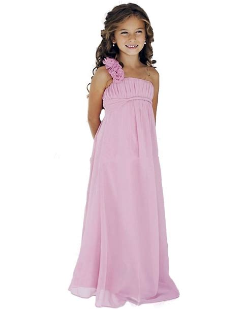 2016 Real Simple Pink Chiffon Long Flower Girl Dresses For Beach