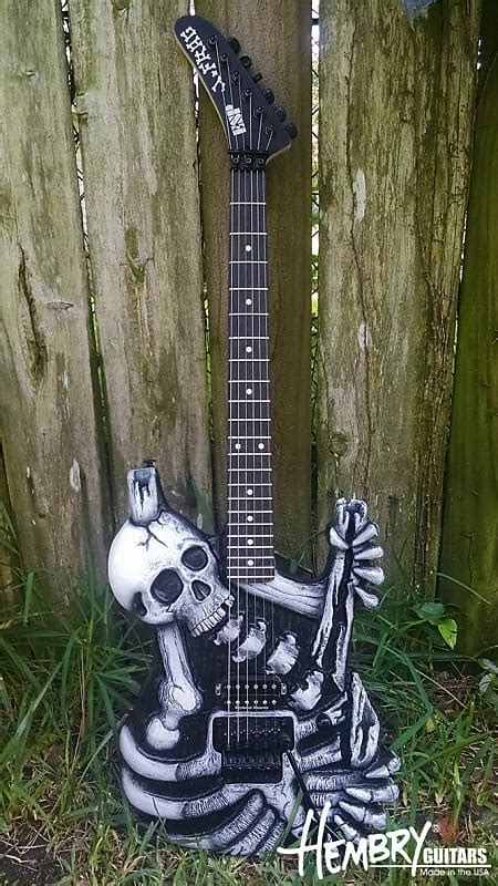 Hand Carved Hembry Skull And Bones Guitar For George Lynch Reverb
