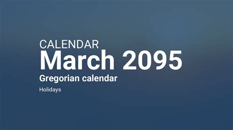 March 2095 Calendar Gregorian Calendar
